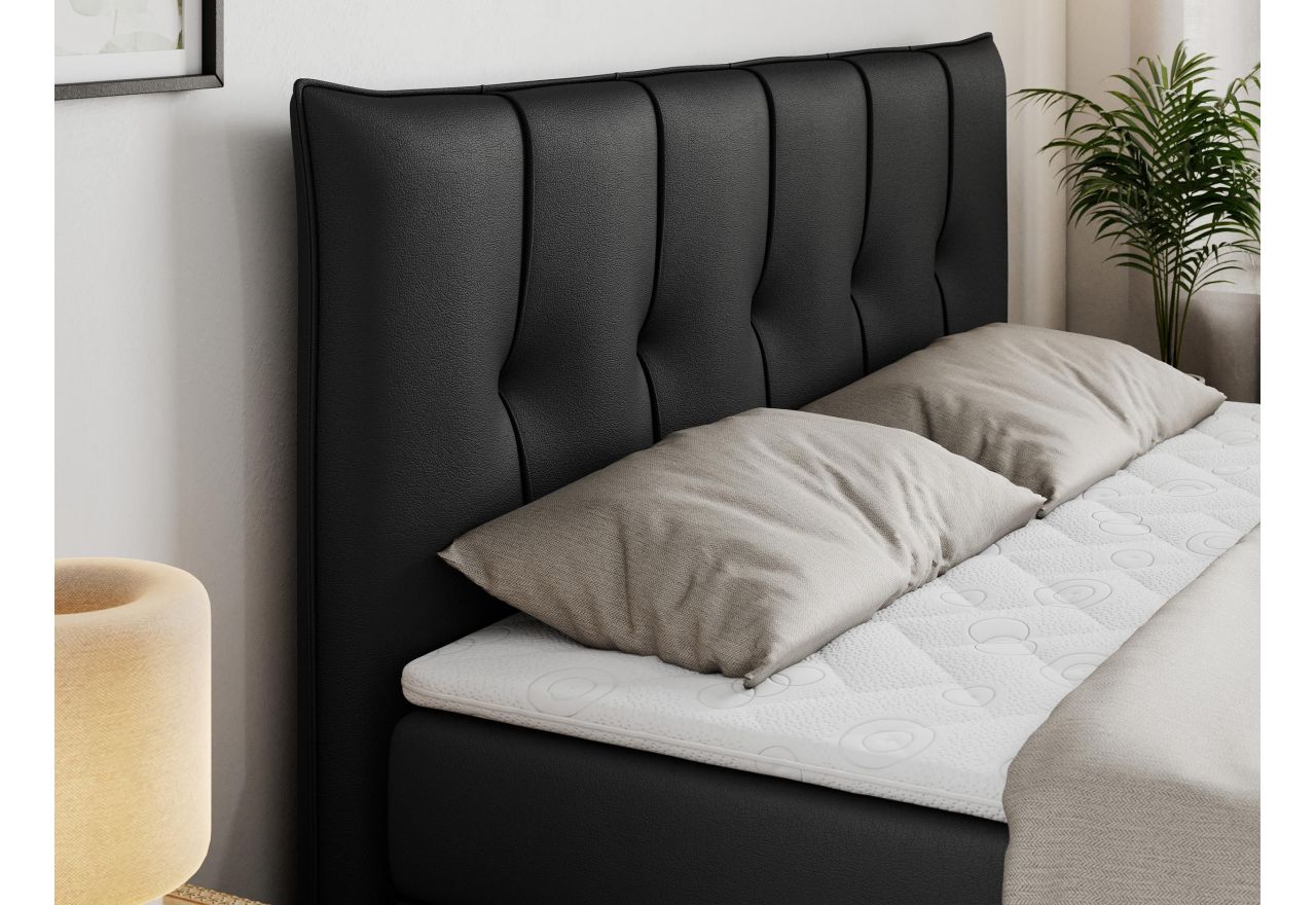 Łóżko kontynentalne PREMIUM 10 KING 160x200 - H4 - czarny, ekoskóra