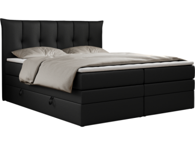 Łóżko kontynentalne PREMIUM 10 KING 200x200 - H4 - czarny, ekoskóra