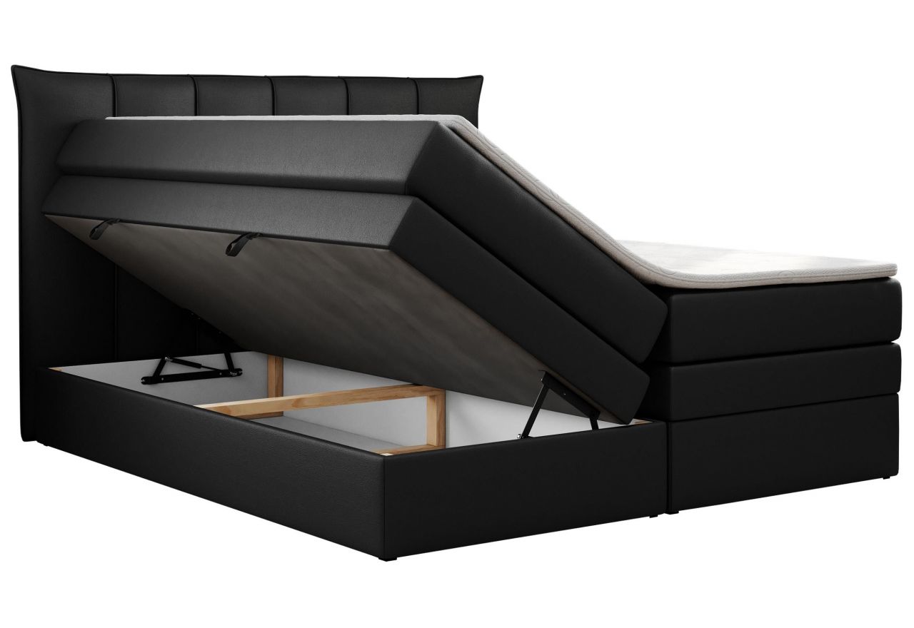 Łóżko kontynentalne PREMIUM 10 KING 200x200 - H4 - czarny, ekoskóra