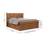 Łóżko kontynentalne PREMIUM 10 KING 120x200 - H3 - pomarańczowy, struktura