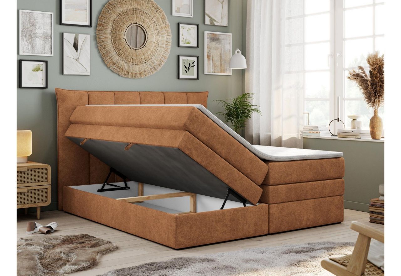 Łóżko kontynentalne PREMIUM 10 KING 180x200 - H4 - pomarańczowy, struktura