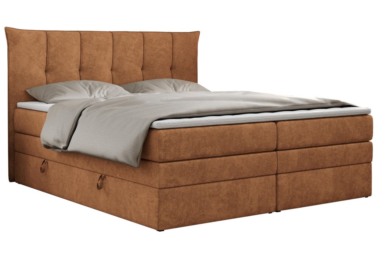 Łóżko kontynentalne PREMIUM 10 KING 200x200 - H4 - pomarańczowy, struktura