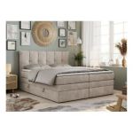 Łóżko kontynentalne PREMIUM 10 KING 200x200 - H3 - beżowy, struktura