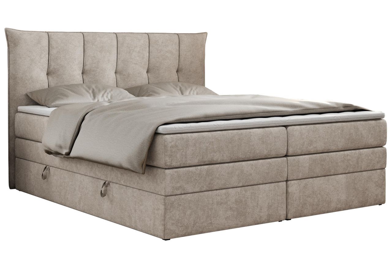 Łóżko kontynentalne PREMIUM 10 KING 200x200 - H3 - beżowy, struktura
