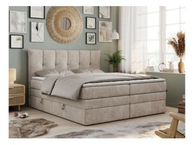 Łóżko kontynentalne PREMIUM 10 KING 120x200 - H4 - beżowy, struktura