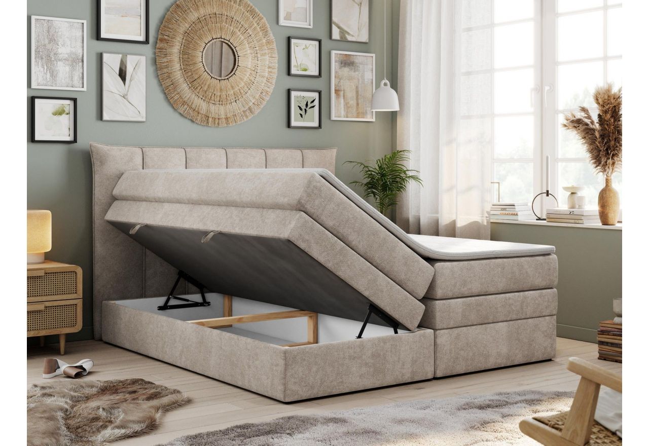 Łóżko kontynentalne PREMIUM 10 KING 120x200 - H4 - beżowy, struktura