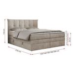 Łóżko kontynentalne PREMIUM 10 KING 200x200 - H4 - beżowy, struktura