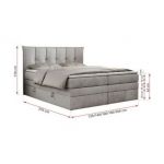 Łóżko kontynentalne PREMIUM 10 KING 120x200 - H3 - jasnoszary, welwet