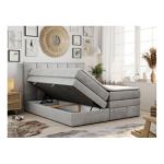 Łóżko kontynentalne PREMIUM 10 KING 120x200 - H3 - jasnoszary, welwet