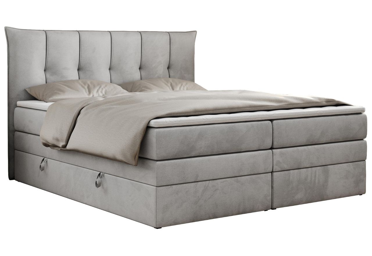 Łóżko kontynentalne PREMIUM 10 KING 120x200 - H3 - jasnoszary, welwet