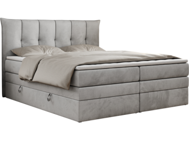 Łóżko kontynentalne PREMIUM 10 KING 140x200 - H3 - jasnoszary, welwet