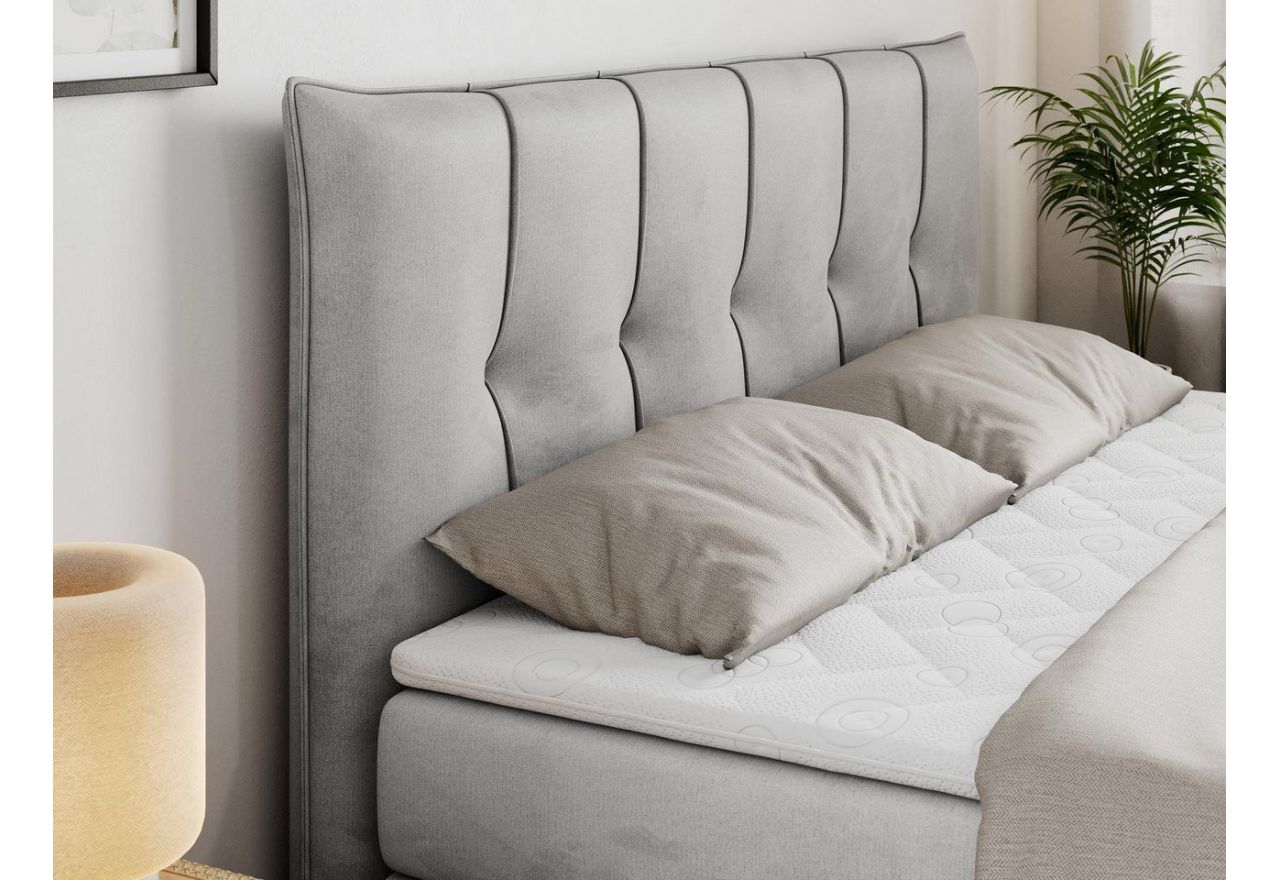 Łóżko kontynentalne PREMIUM 10 KING 160x200 - H3 - jasnoszary, welwet