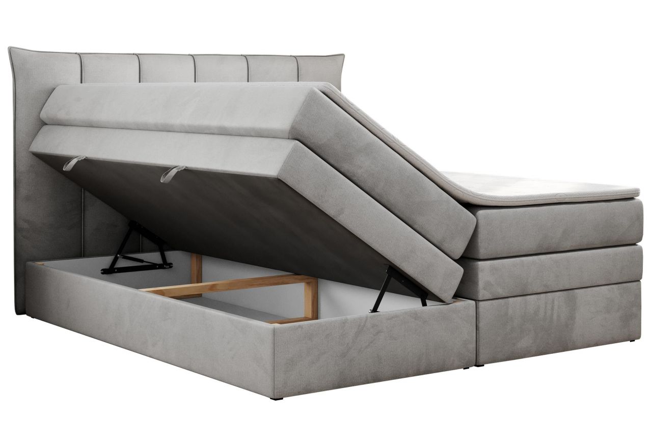 Łóżko kontynentalne PREMIUM 10 KING 120x200 - H4 - jasnoszary, welwet