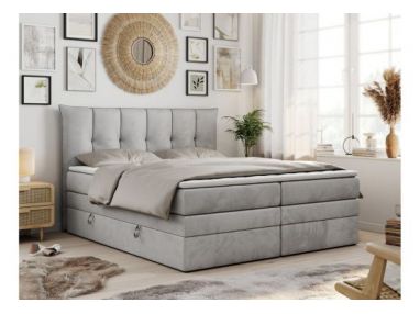 Łóżko kontynentalne PREMIUM 10 KING 140x200 - H4 - jasnoszary, welwet