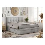 Łóżko kontynentalne PREMIUM 10 KING 160x200 - H4 - jasnoszary, welwet