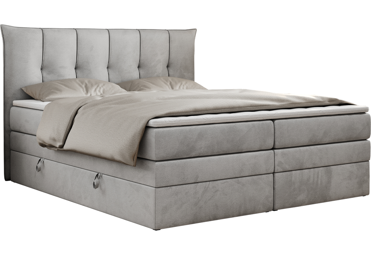 Łóżko kontynentalne PREMIUM 10 KING 160x200 - H4 - jasnoszary, welwet