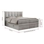 Łóżko kontynentalne PREMIUM 10 KING 200x200 - H4 - jasnoszary, welwet
