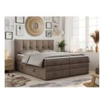 Łóżko kontynentalne PREMIUM 10 KING 120x200 - H3 - brązowy, welwet