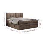 Łóżko kontynentalne PREMIUM 10 KING 120x200 - H3 - brązowy, welwet