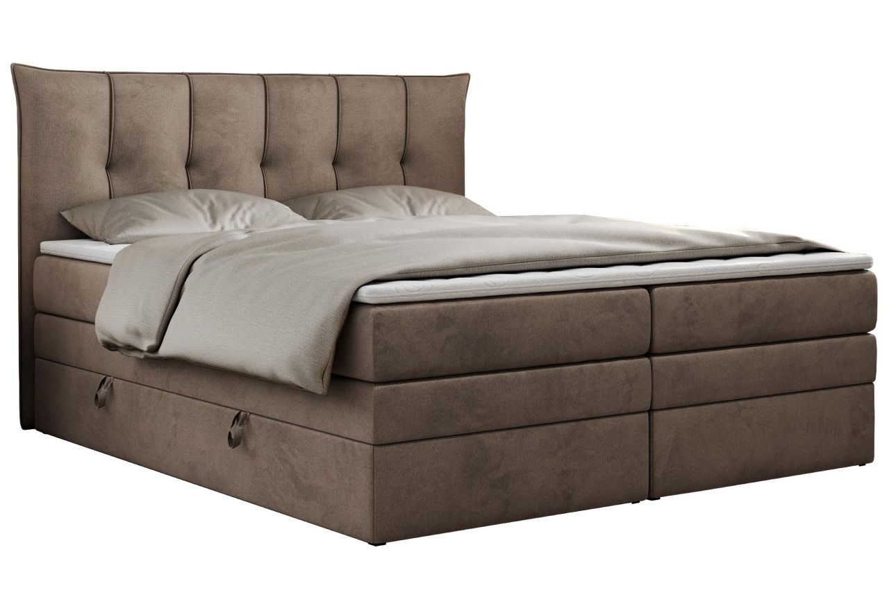Łóżko kontynentalne PREMIUM 10 KING 120x200 - H3 - brązowy, welwet