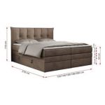 Łóżko kontynentalne PREMIUM 10 KING 160x200 - H3 - brązowy, welwet