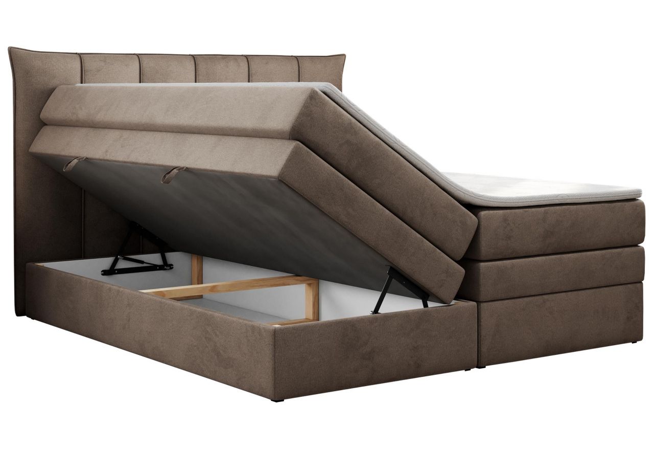 Łóżko kontynentalne PREMIUM 10 KING 180x200 - H3 - brązowy, welwet