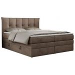 Łóżko kontynentalne PREMIUM 10 KING 200x200 - H3 - brązowy, welwet