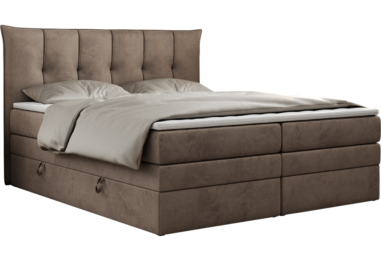 Łóżko kontynentalne PREMIUM 10 KING 160x200 - H4 - brązowy, welwet