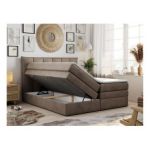 Łóżko kontynentalne PREMIUM 10 KING 160x200 - H4 - brązowy, welwet