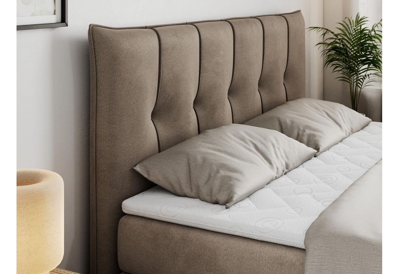 Łóżko kontynentalne PREMIUM 10 KING 180x200 - H4 - brązowy, welwet