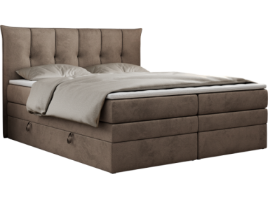 Łóżko kontynentalne PREMIUM 10 KING 200x200 - H4 - brązowy, welwet