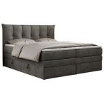 Łóżko kontynentalne PREMIUM 10 KING 120x200 - H3 - ciemnoszary, welwet