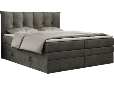 Łóżko kontynentalne PREMIUM 10 KING 140x200 - H3 - ciemnoszary, welwet