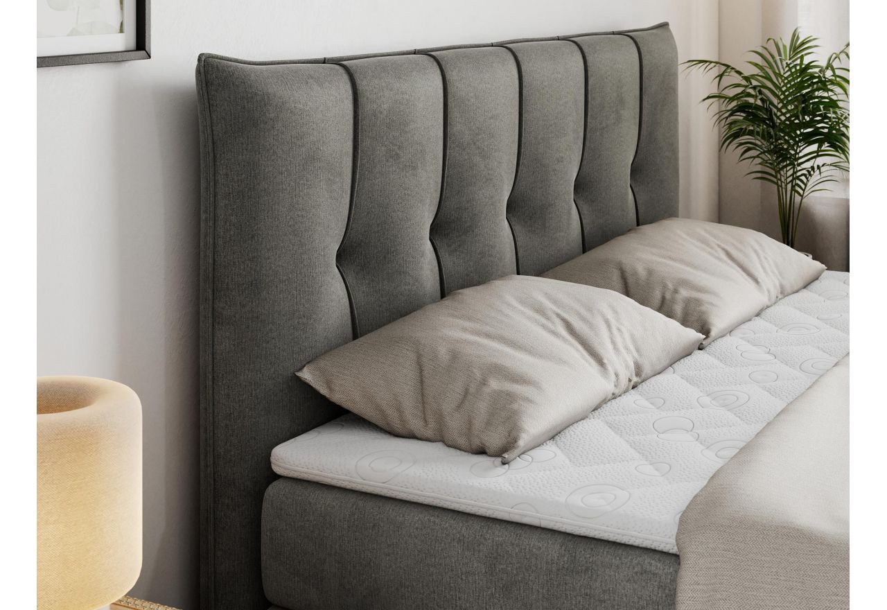 Łóżko kontynentalne PREMIUM 10 KING 140x200 - H3 - ciemnoszary, welwet