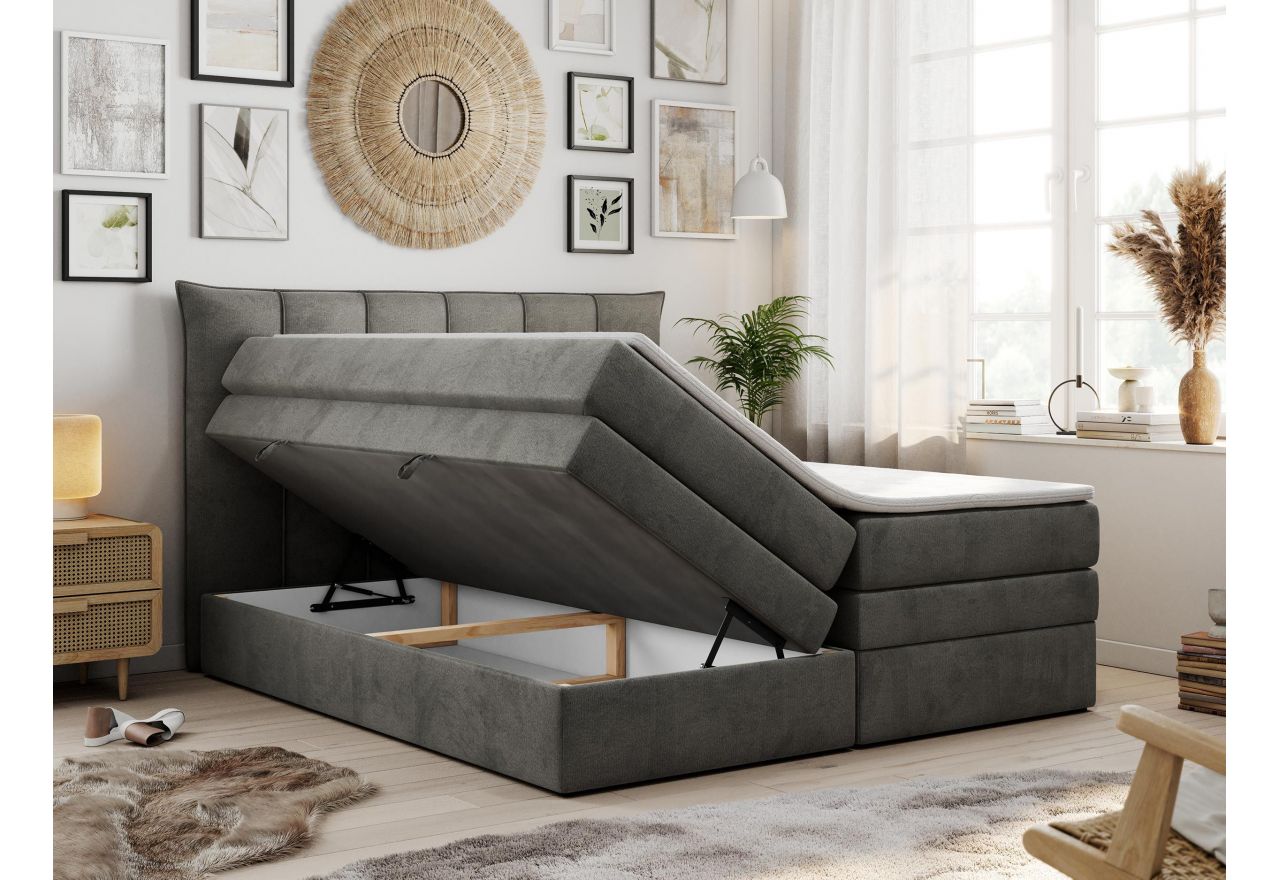 Łóżko kontynentalne PREMIUM 10 KING 200x200 - H3 - ciemnoszary, welwet