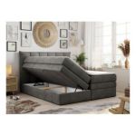 Łóżko kontynentalne PREMIUM 10 KING 140x200 - H4 - ciemnoszary, welwet