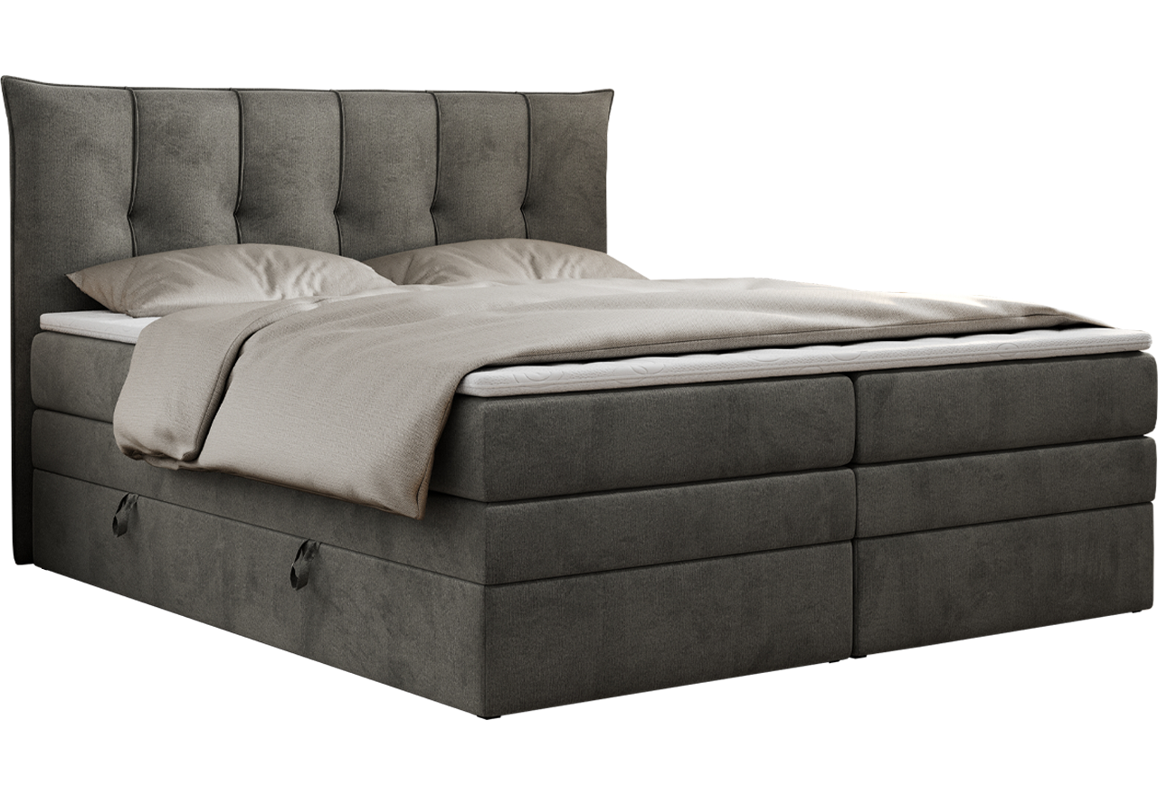 Łóżko kontynentalne PREMIUM 10 KING 180x200 - H4 - ciemnoszary, welwet