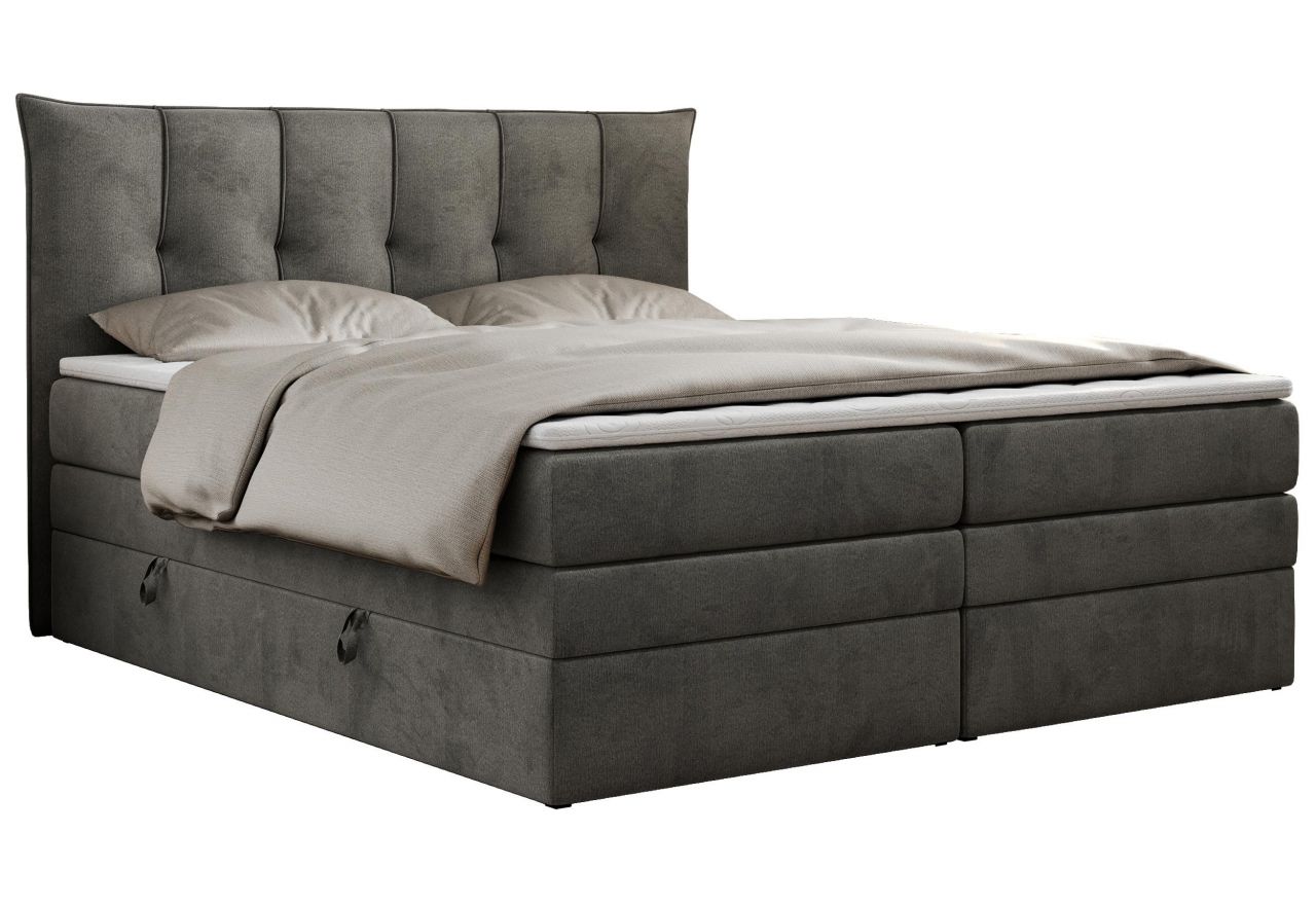 Łóżko kontynentalne PREMIUM 10 KING 180x200 - H4 - ciemnoszary, welwet