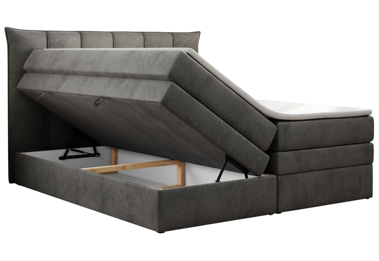 Łóżko kontynentalne PREMIUM 10 KING 200x200 - H4 - ciemnoszary, welwet