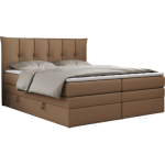 Łóżko kontynentalne PREMIUM 10 KING 140x200 - H3 - brązowy, ekoskóra