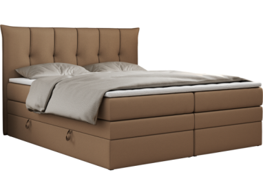 Łóżko kontynentalne PREMIUM 10 KING 160x200 - H3 - brązowy, ekoskóra
