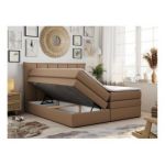 Łóżko kontynentalne PREMIUM 10 KING 180x200 - H3 - brązowy, ekoskóra