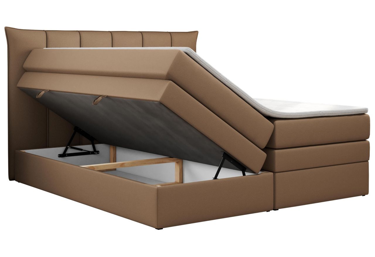 Łóżko kontynentalne PREMIUM 10 KING 120x200 - H4 - brązowy, ekoskóra