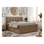 Łóżko kontynentalne PREMIUM 10 KING 160x200 - H4 - brązowy, ekoskóra