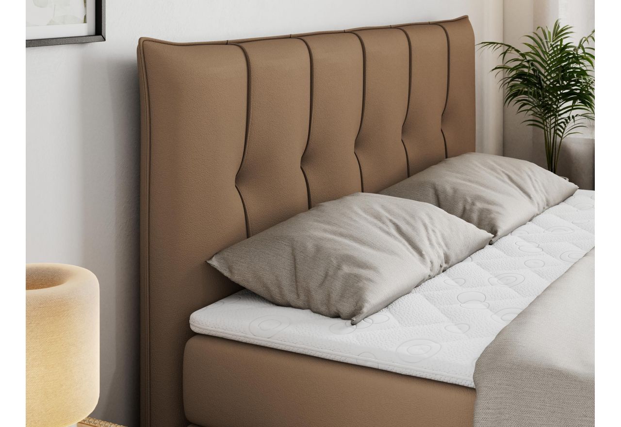 Łóżko kontynentalne PREMIUM 10 KING 180x200 - H4 - brązowy, ekoskóra