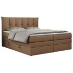 Łóżko kontynentalne PREMIUM 10 KING 200x200 - H4 - brązowy, ekoskóra