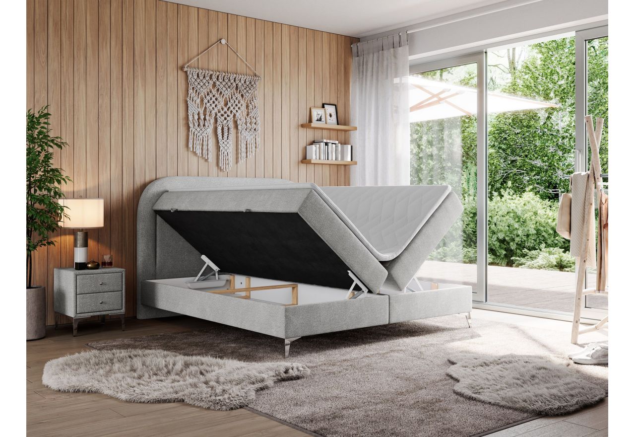 Łóżko kontynentalne EIRA 140x200 - H3 - jasnoszary, struktura