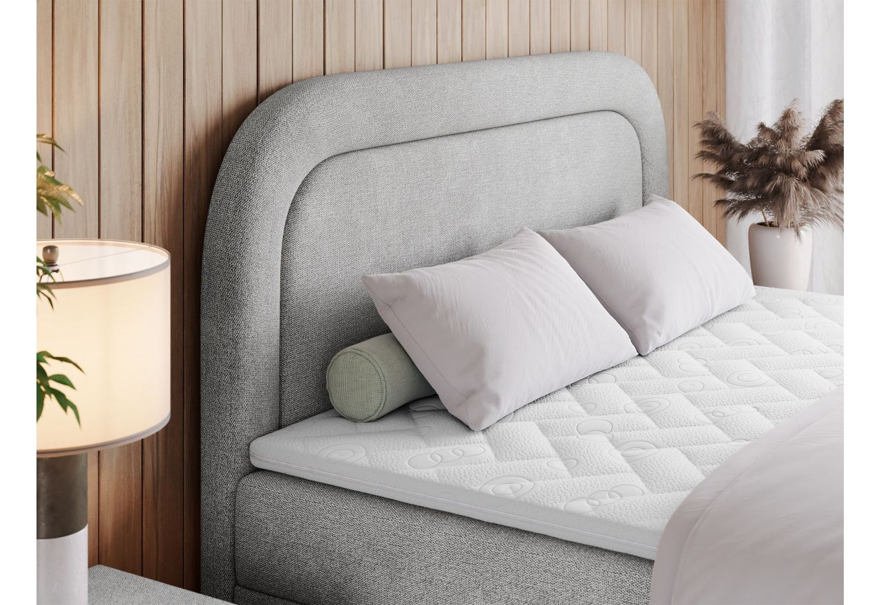 Łóżko kontynentalne EIRA 180x200 - H4 - jasnoszary, struktura