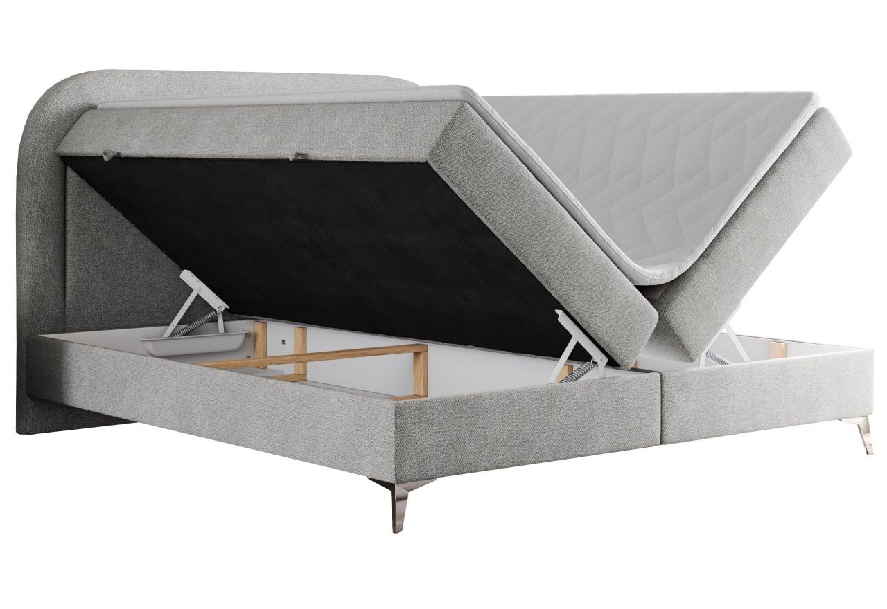 Łóżko kontynentalne EIRA 200x200 - H4 - jasnoszary, struktura
