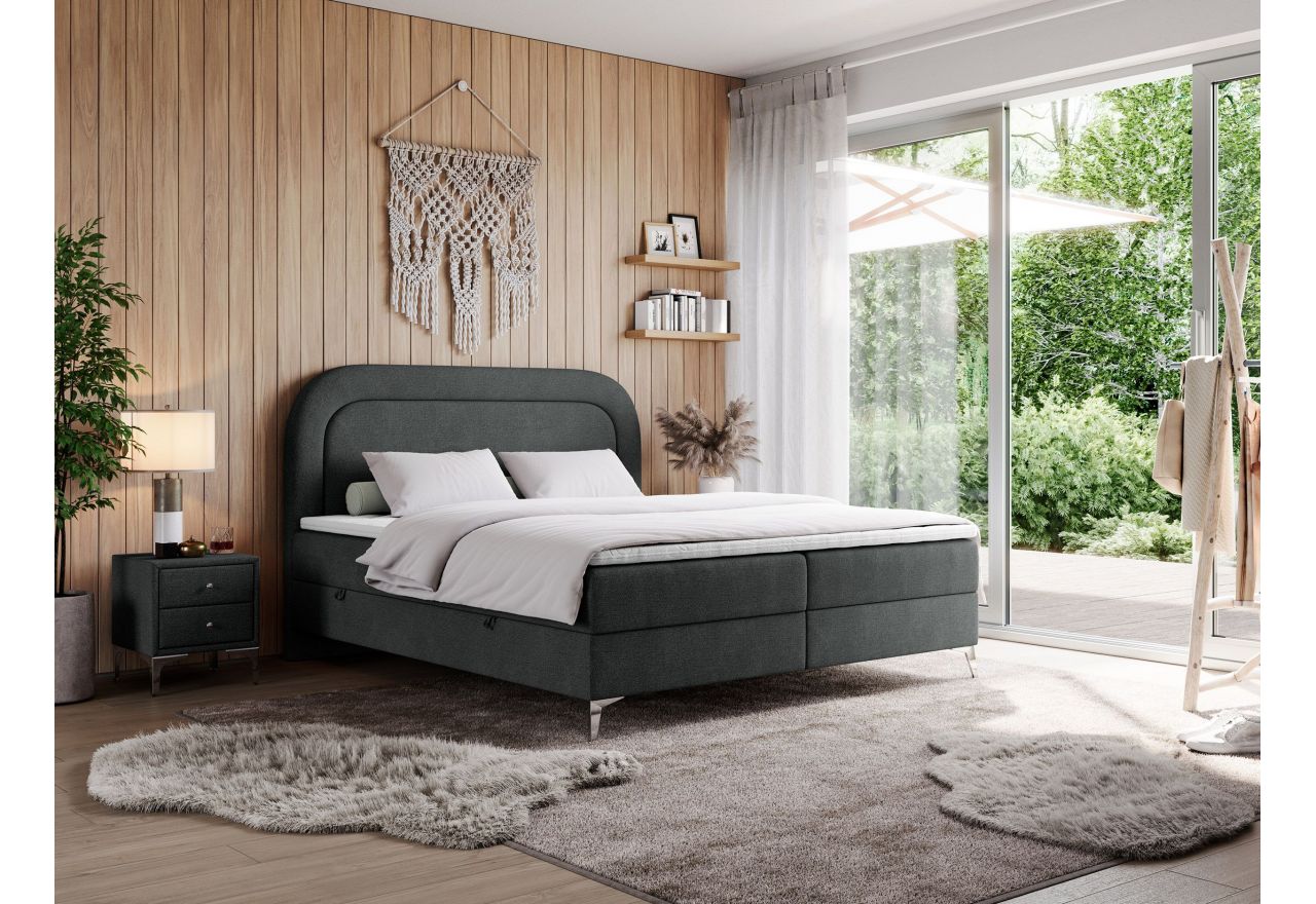 Łóżko kontynentalne EIRA 160x200 - H3 - ciemnoszary, struktura